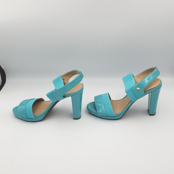 Liz Claiborne high heel sandals, women's size 5, turquoise color. - Picture 2 of 8